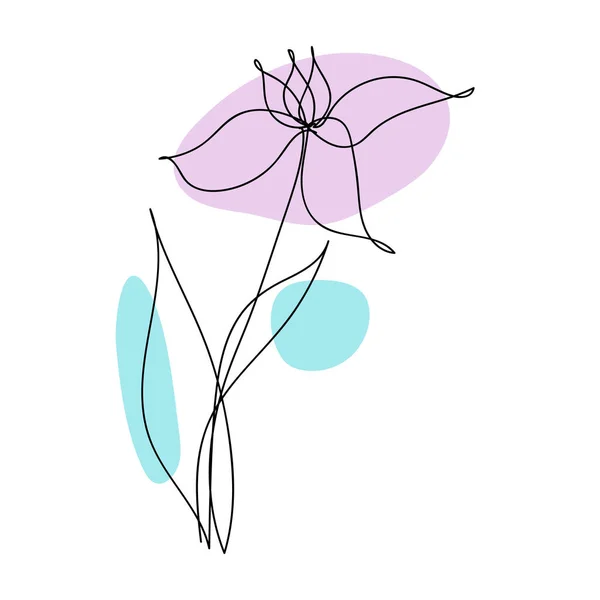 Abstrakt blomma linjär ritning. Blommande blomma ikon i enkel trendig en linje stil. — Stock vektor