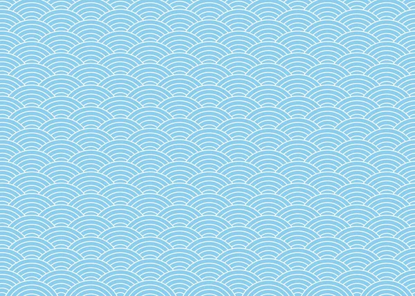 Chiński wzór, orientalne tło, japońskie fale w kolorze niebieskim. — Wektor stockowy