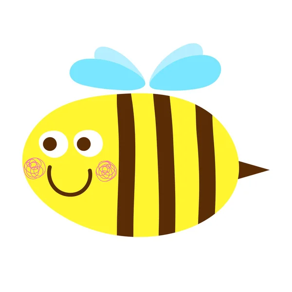 Linda abeja de dibujos animados sonriendo. Vector amigable abeja. Ilustración Kawaii. — Vector de stock