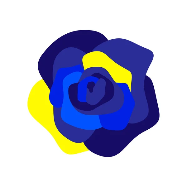 Fiore astratto blu e giallo. Icona rosa in fiore. Fiore moderno. — Vettoriale Stock