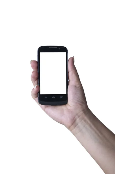 Smartphone σε απομονωμένες οθόνη χέρι — Φωτογραφία Αρχείου