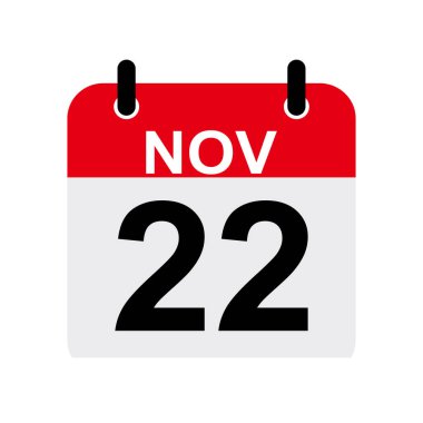 22 Kasım takvimi Simge Vektörü. Tarih, gün ve ay