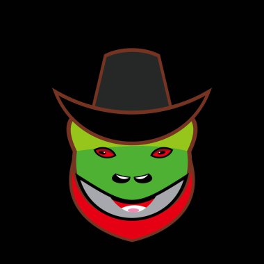 Kurbağa Kafalı Maskot Logosu Kovboyu