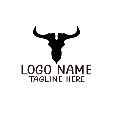 Boğa veya Boğa boynuzu logosu tasarım vektörü