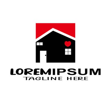 Ev ve kalp ile güzel logo konsepti