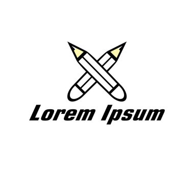 Kalem logosu tasarımı vektör çizim şablonu