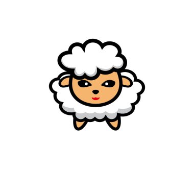 Grafik tasarımı olan sevimli bir koyun karakteri.
