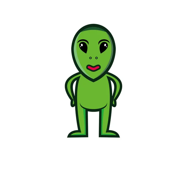 Cute Design Alien Vector Mascot Illustration — Stock Vector