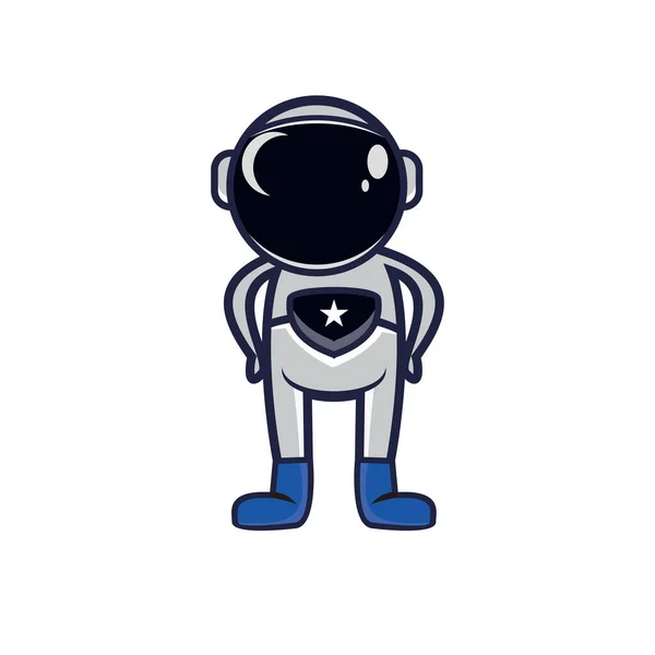 Söt Astronaut Tecknad Vektor Logotyp Illustration — Stock vektor