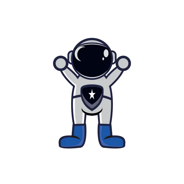 Niedliche Astronauten Cartoon Vektor Logo Illustration — Stockvektor