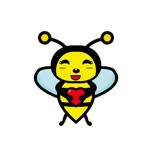 Cute Pszczoła Kreskówki Postać Wektor Projektu — Wektor stockowy