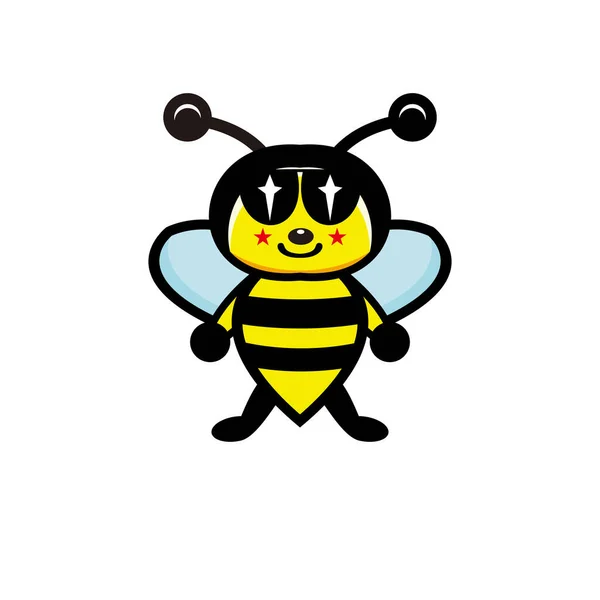 Mignon Dessin Animé Abeille Conception Vectorielle Personnage — Image vectorielle