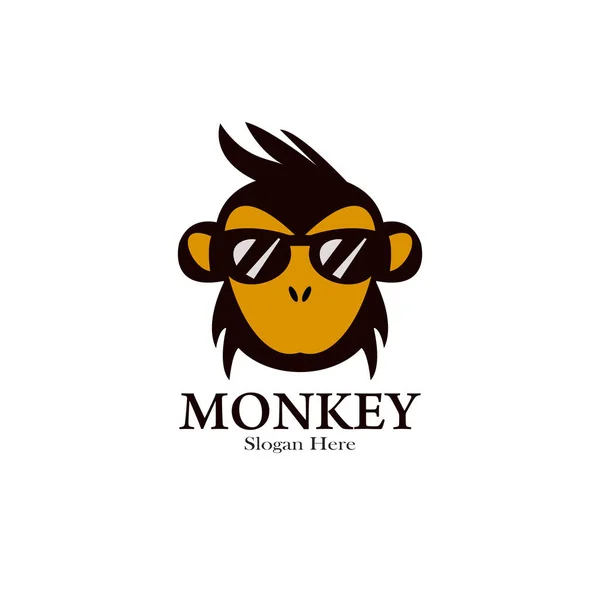 Mono Mascota Logotipo Diseño Ilustración Plantilla — Vector de stock
