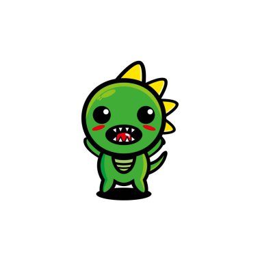 Şirin karakter dino maskotu çizimi