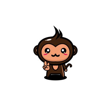 Maymun şirin çizgi film ifade tasarım çizimi çizimi