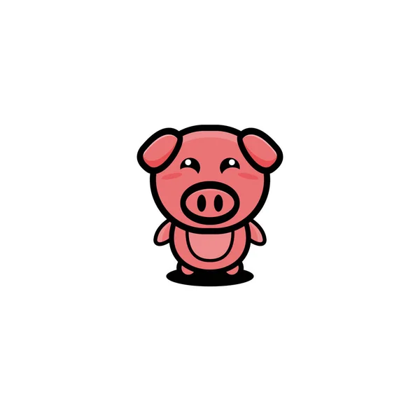 Niedliches Schwein Charakter Cartoon Design Vorlage Illustration — Stockvektor