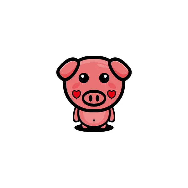 Bonito Porco Personagem Desenho Animado Modelo Ilustração —  Vetores de Stock
