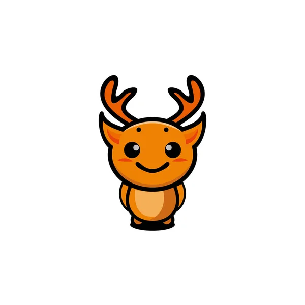 Veado Bonito Mascote Design Personagem Logotipo — Vetor de Stock