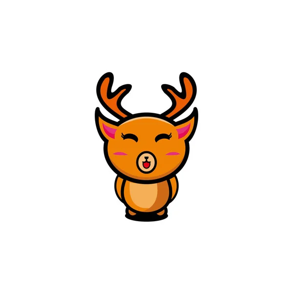 Veado Bonito Mascote Design Personagem Logotipo —  Vetores de Stock