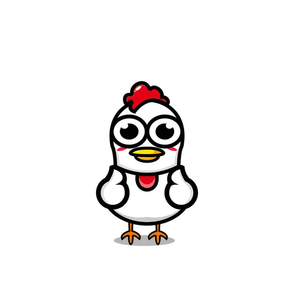 Vecteur Dessin Animé Poulet Mignon Personnage Design — Image vectorielle