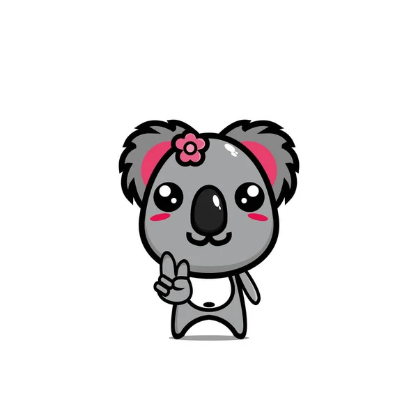 Mascotte Design Personnage Dessin Animé Koala Mignon — Image vectorielle