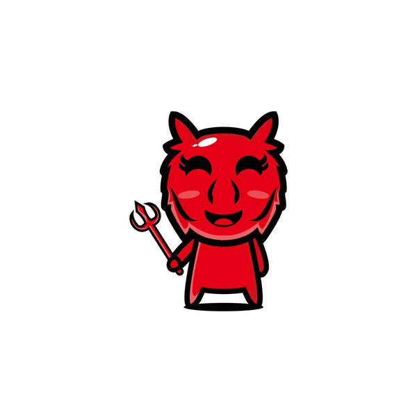 Diabo Vermelho Personagem Desenho Animado Vetor Design — Vetor de Stock