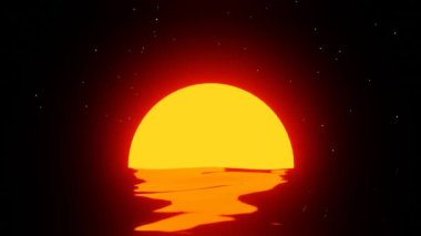 Yıldızlarla çevrili oldukça minimalist bir gün batımı. Döngüye alınmış videoyu istediğiniz kadar genişletebilirsiniz. Giriş, çıkış veya arkaplan FullHD için mükemmel 3D animasyon