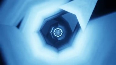 3D sıkıştırılabilir ve basınçsız mavi çokgen tünel. Döngüye alınmış videoyu istediğiniz kadar genişletebilirsiniz. Giriş, çıkış ya da arka plan için mükemmel bir 3D animasyon. Tam HD 30 fps