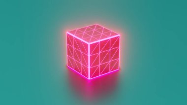 Pembe parlayan ışık kübü 3D görüntüleme