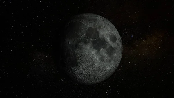 外太空背景下的月球3D图解 — 图库照片