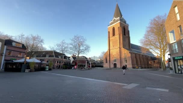 Woerden Nederländerna Mars 2021 Petruskerk Holländsk Reformerad Kyrka Woerden Parallellskott — Stockvideo