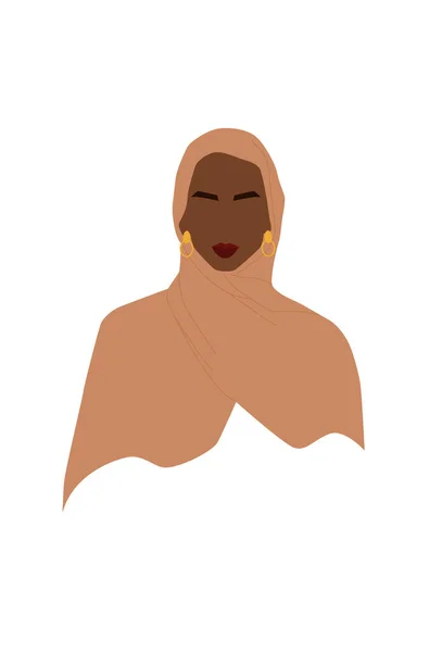 Αφηρημένο πορτρέτο της γυναίκας με χιτζάμπ. Μουσουλμάνα γυναίκα χωρίς πρόσωπο. Μινιμαλιστική διανυσματική απεικόνιση, απομονωμένη σε λευκό φόντο — Διανυσματικό Αρχείο
