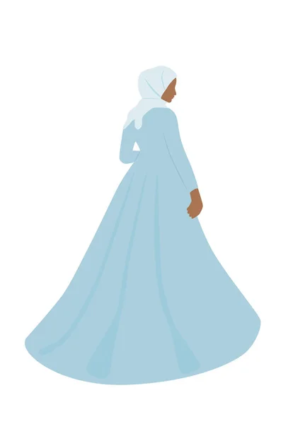 Mujer musulmana vestida. Hermosa novia en hijab. Ilustración vectorial moderna aislada sobre fondo blanco — Archivo Imágenes Vectoriales