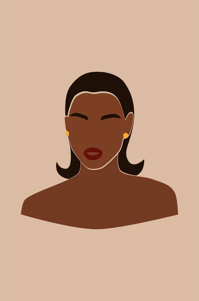 Портрет безликой женщины. Абстрактная чернокожая девушка с модной прической. Модернизированная минимальная векторная иллюстрация на заднем плане — стоковый вектор