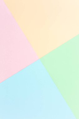 Arka plan pastel renkleri: pembe, sarı, mavi, yeşil. Geometrik şablon kağıtları. Minimum konsept. Düz yatış, Üst Görünüm. 