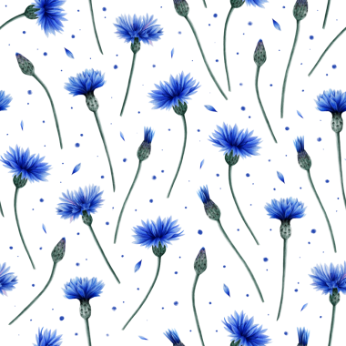 Beyaz arka planda çiçek desenli kusursuz suluboya deseni. Tekstil, ambalaj kağıdı, tebrik kartları ve doğadan esinlenilmiş iç dekorasyon için ideal.