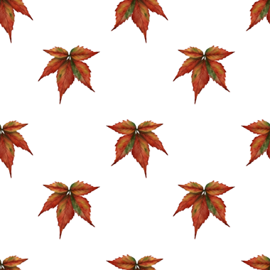 Watercolor seamless pattern with autumn wild grape leaves. Vibrant red and orange foliage on a dark background creates a cozy autumn mood. Perfect for textiles, packaging, scrapbooking, wallpapers, digital backgrounds, stationery, and seasonal decor.