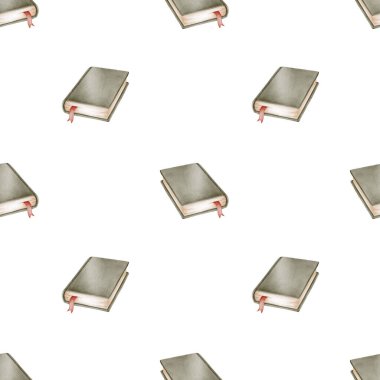 Kapalı kitaplarla kusursuz suluboya deseni. Tekstil tasarımı, ambalaj, hatıra defteri, defter kapakları, posterler ve kitap temalı duvar kağıtları için..