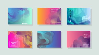 Modern soyut kapaklar seti. Soyut şekiller, kompozisyon. Gelecekçi asgari tasarım.