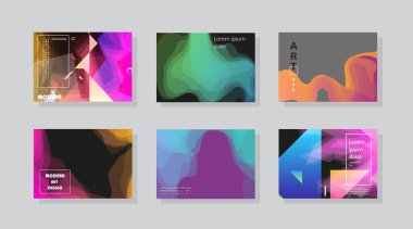 Modern soyut kapaklar seti. Soyut şekiller, kompozisyon. Gelecekçi asgari tasarım.