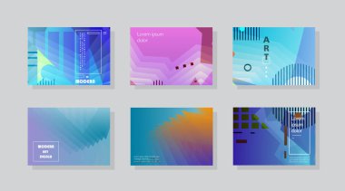 Modern soyut kapaklar seti. Soyut şekiller, kompozisyon. Gelecekçi asgari tasarım.