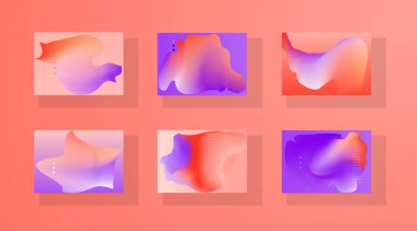 Modern soyut kapaklar seti. Soyut şekiller, kompozisyon. Gelecekçi asgari tasarım.