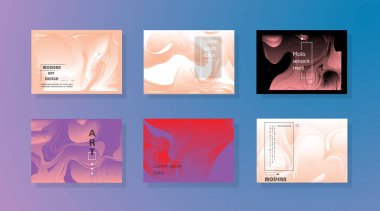 Modern soyut kapaklar seti. Soyut şekiller, kompozisyon. Gelecekçi asgari tasarım.