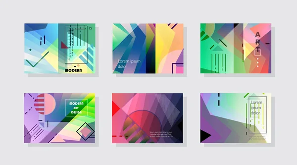 Modern Abstract Covers Set Abstract Shapes Composition Futuristic Minimal Design — Stock Vector