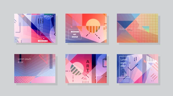 Modern soyut kapaklar seti. Soyut şekiller, kompozisyon. Gelecekçi asgari tasarım.