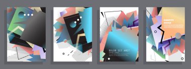 Broşür tasarımında soyut sıvı şekiller. Vektör tasarım kartvizitleri