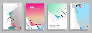 Grafik geometrik elementlerle kaplanmış şablon. Broşürlere, posterlere, kapaklara ve afişlere uygulanabilir. Vektör illüstrasyonu.