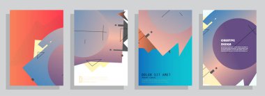 Grafik geometrik elementlerle kaplanmış şablon. Broşürlere, posterlere, kapaklara ve afişlere uygulanabilir. Vektör illüstrasyonu.