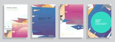 Grafik geometrik elementlerle kaplanmış şablon. Broşürlere, posterlere, kapaklara ve afişlere uygulanabilir. Vektör illüstrasyonu.