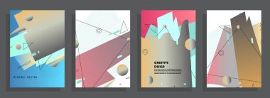 Grafik geometrik elementlerle kaplanmış şablon. Broşürlere, posterlere, kapaklara ve afişlere uygulanabilir. Vektör illüstrasyonu.